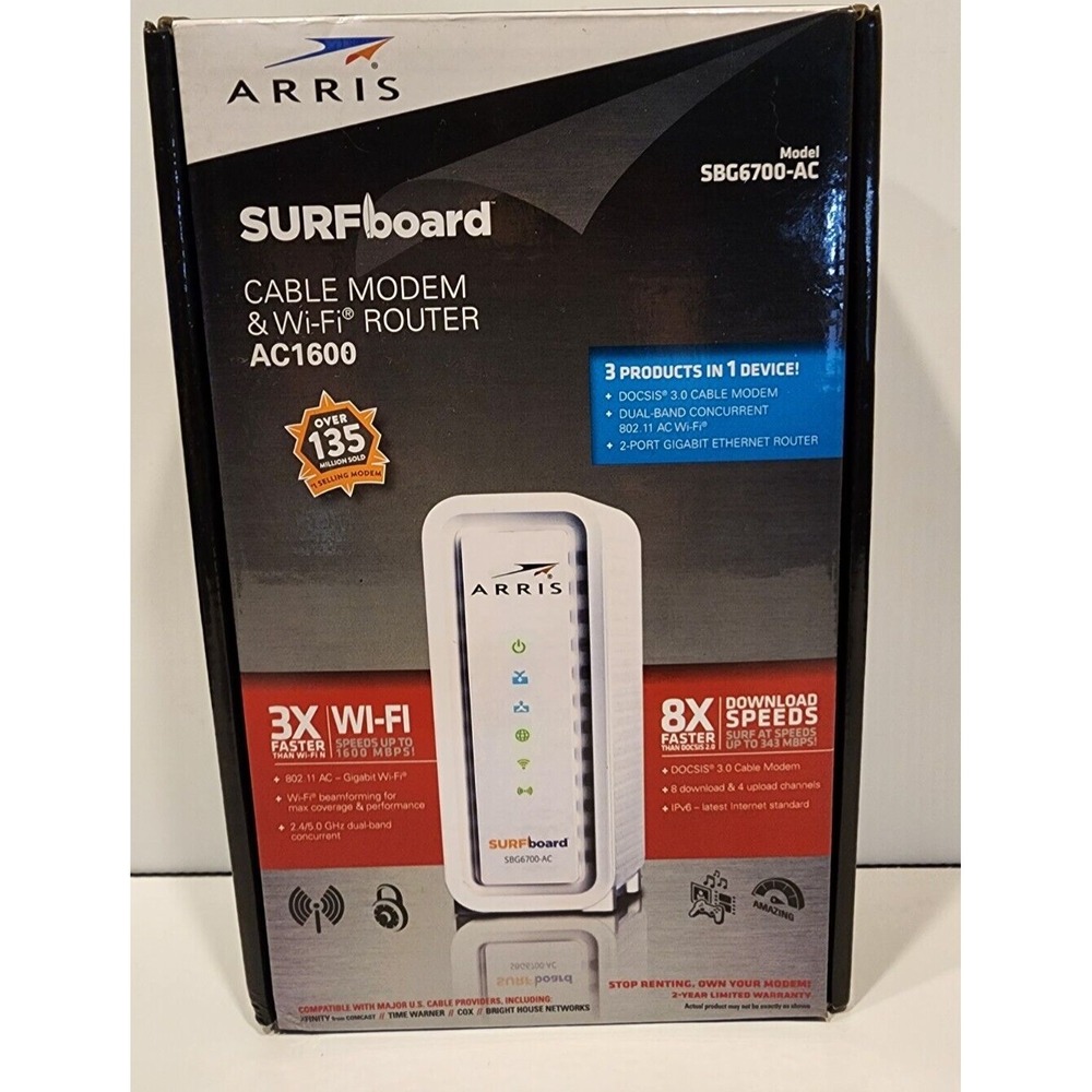 Arris Surfboard SBG6700-AC Wireless Cable Modem Gateway Wi-Fi Router DOCSIS 3.0 - Picture 2 of 4
